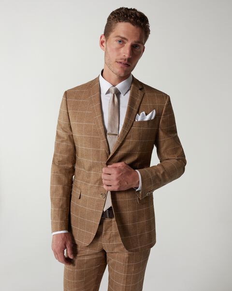 Slim Stretch Windowpane Check Tailored Jacket